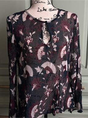 Lucky Brand Navy Floral Long-Sleeve Blouse